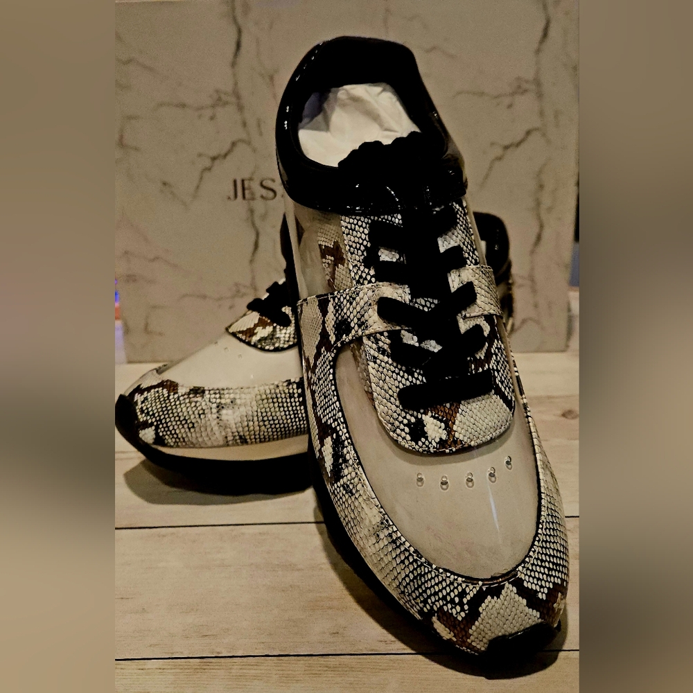 Jessica Rich Transparent And Gold Snake Sneakers